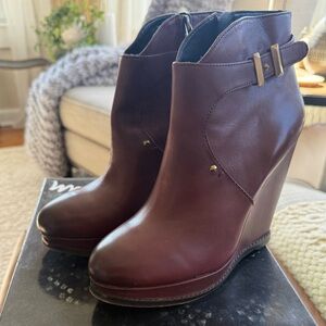Sam Edelman Dalton Burgundy Wedge Ankle Boots sz 8